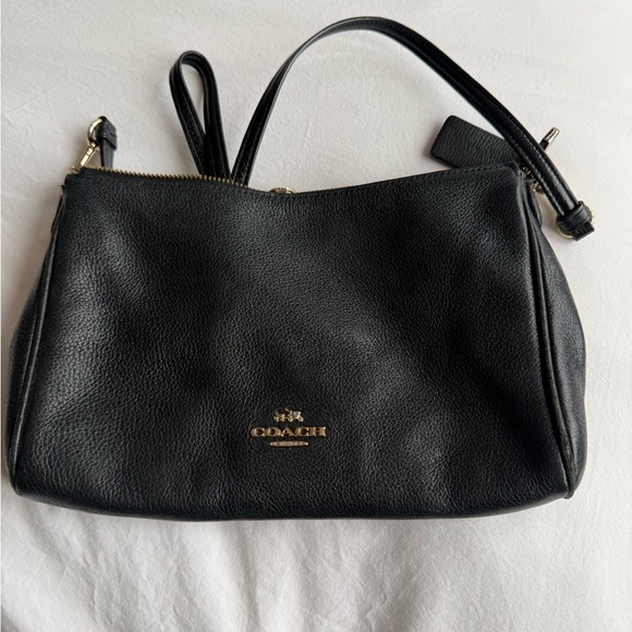 Coach Handbags - Coach Black Pebbled Leather Shoulder Bag
